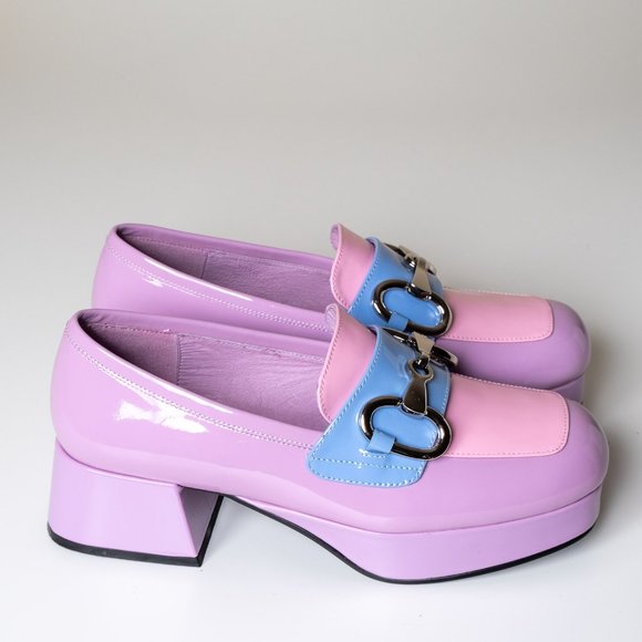 NEW 💕 Jeffrey Campbell Student 2 Platform Loafer Patent Leather Liliac - Picture 6 of 17